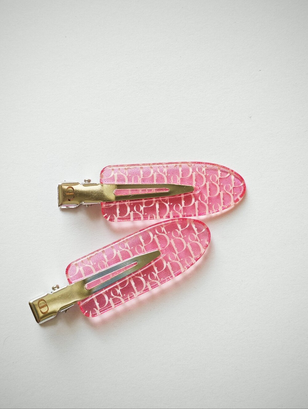 Pink and White Hair Clips